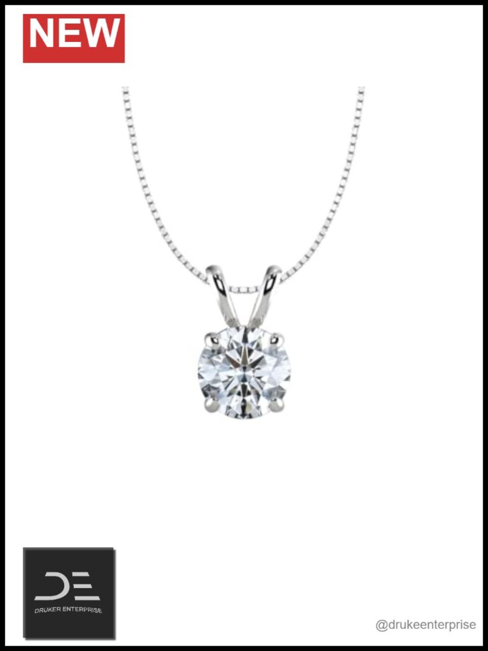 Lab Grown Diamond Solitaire Pendant Necklace 14K White Gold 1 Carat